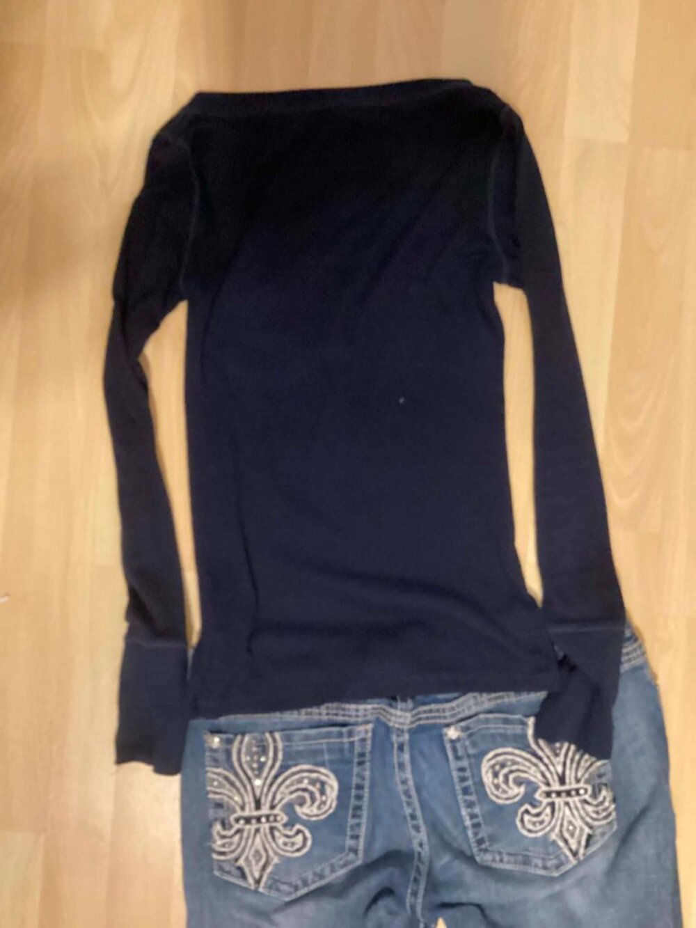 Dark Blue Aeropostale Y2K Ribbed Long Sleeve Henley - Picture 2 of 2